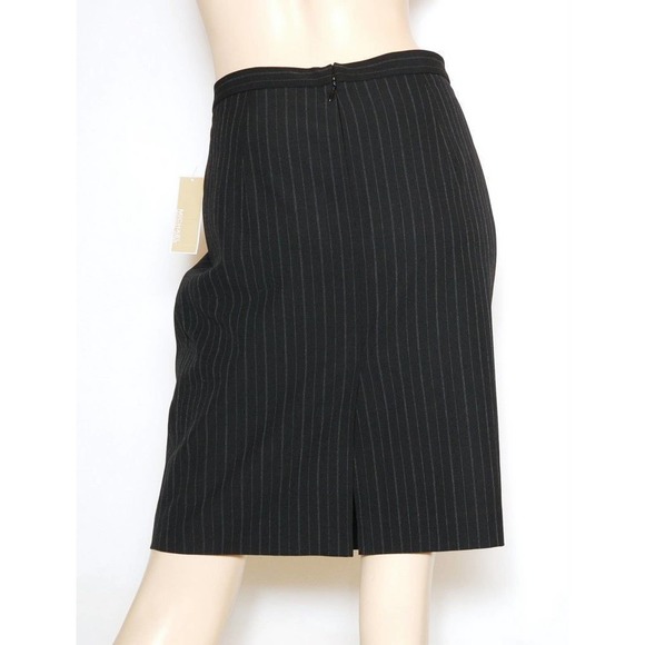 Michael Kors A-Line Above Knee Skirt Stertch Poly Blend Black/Stripe 8/10/14 $99 - Picture 4 of 5